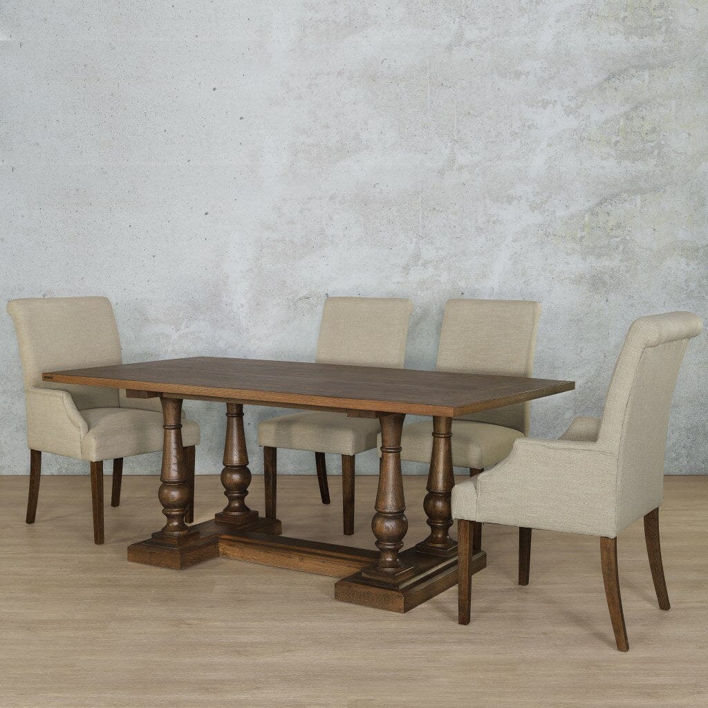Charlotte Wood Top & Baron 6 Seater Dining Set Dining room set Leather Gallery Antique Dark Oak