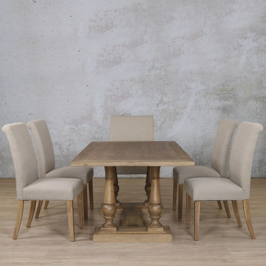 Charlotte Wood Top & Baron 6 Seater Dining Set Dining room set Leather Gallery Antique Natural Oak