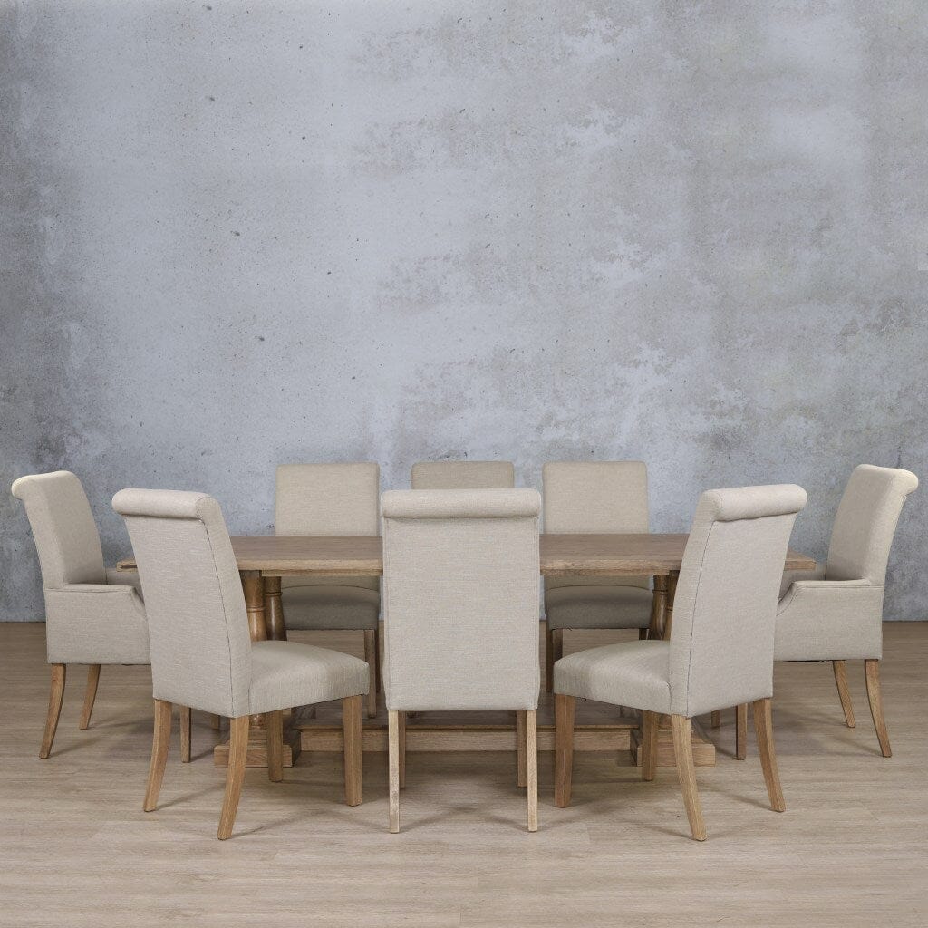 Charlotte Wood Top & Baron 8 Seater Dining Set Dining room set Leather Gallery  Antique Natural Oak 