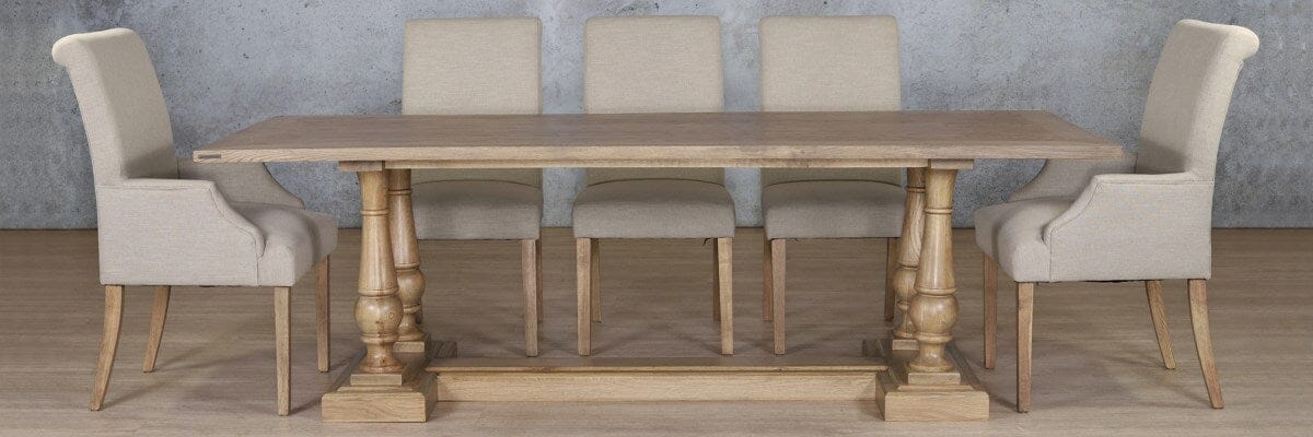 Charlotte Wood Top & Baron 8 Seater Dining Set Dining room set Leather Gallery 