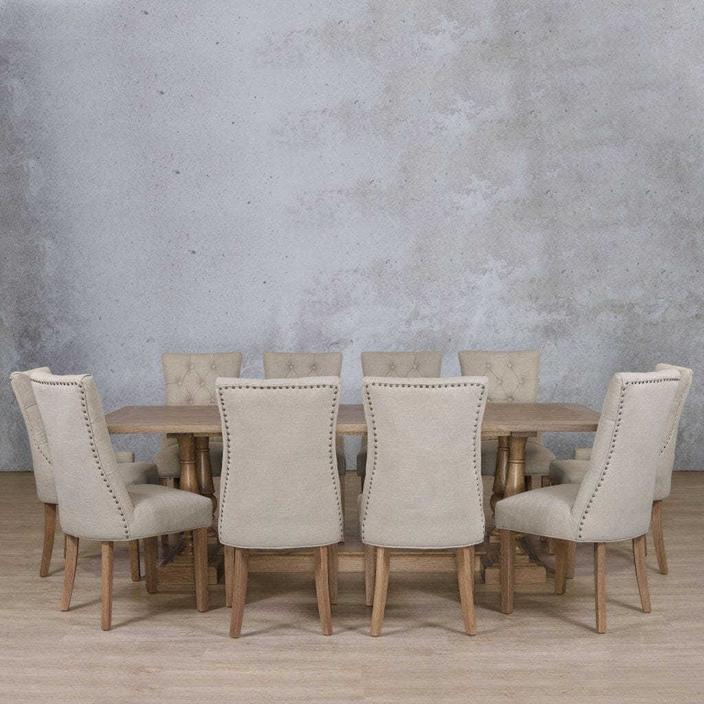Charlotte Wood Top & Duchess 10 Seater Dining Set Dining room set Leather Gallery  Antique Natural Oak 