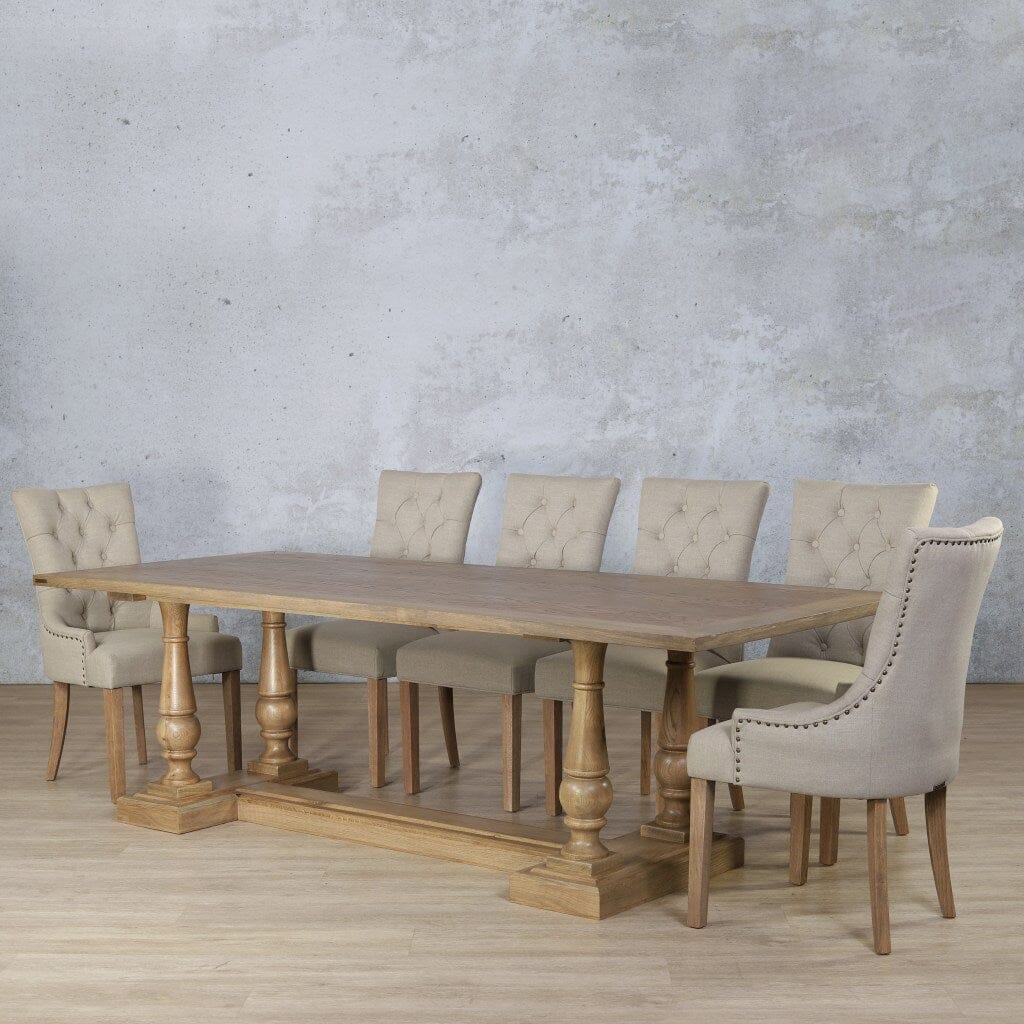 Charlotte Wood Top & Duchess 10 Seater Dining Set Dining room set Leather Gallery  Antique Natural Oak 