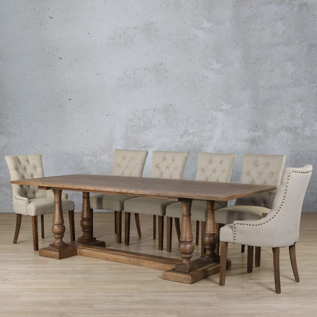 Charlotte Wood Top & Duchess 10 Seater Dining Set Dining room set Leather Gallery  Antique Dark Oak 
