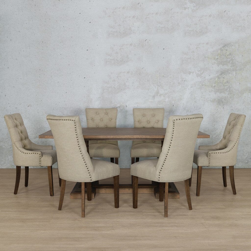 Charlotte Wood Top & Duchess 6 Seater Dining Set Dining room set Leather Gallery  Antique Dark Oak 