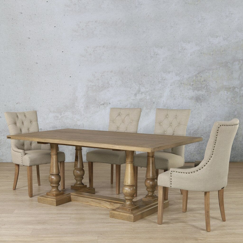 Charlotte Wood Top & Duchess 6 Seater Dining Set Dining room set Leather Gallery  Antique Natural Oak 