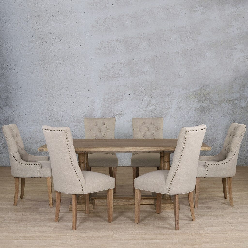 Charlotte Wood Top & Duchess 6 Seater Dining Set Dining room set Leather Gallery  Antique Natural Oak 