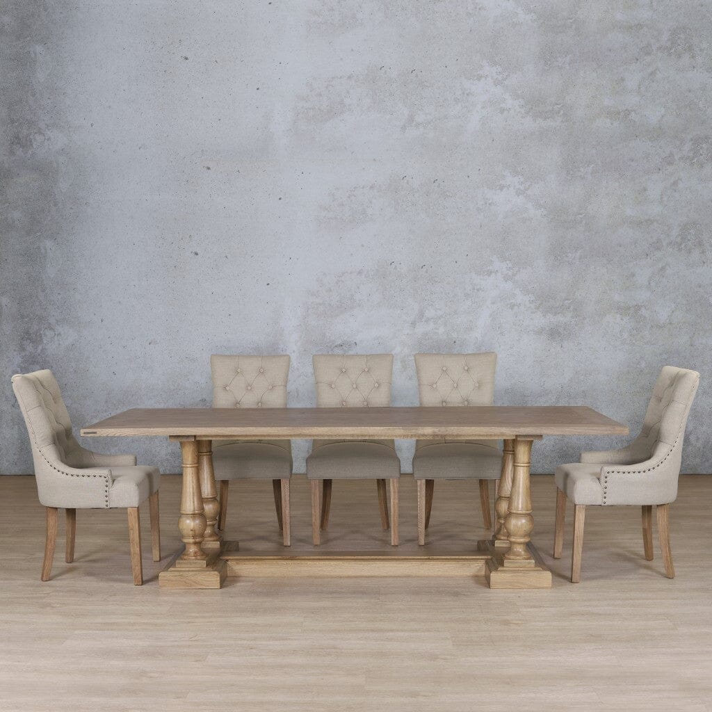 Charlotte Wood Top & Duchess 8 Seater Dining Set Dining room set Leather Gallery Antique Natural Oak Wood