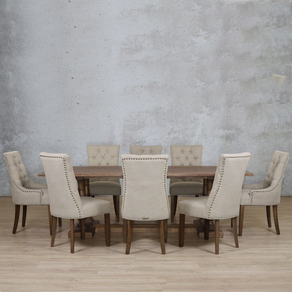 Charlotte Wood Top & Duchess 8 Seater Dining Set Dining room set Leather Gallery  Antique Dark Oak
