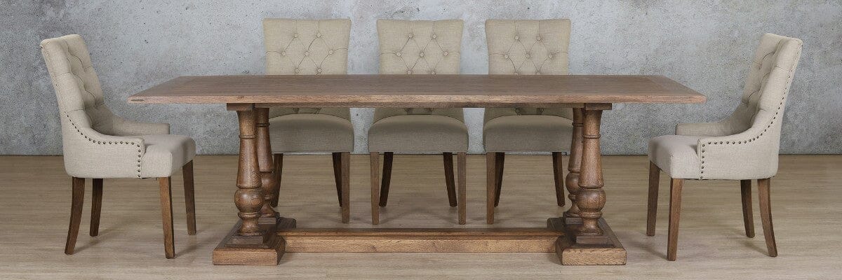 Charlotte Wood Top & Duchess 8 Seater Dining Set Dining room set Leather Gallery 