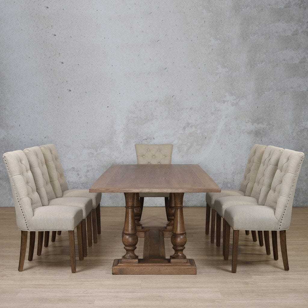 Charlotte Wood Top & Duchess 8 Seater Dining Set Dining room set Leather Gallery  Antique Dark Oak