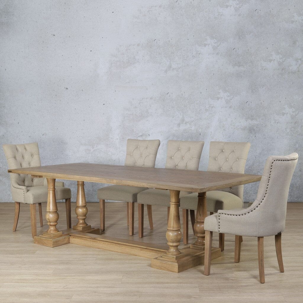 Charlotte Wood Top & Duchess 8 Seater Dining Set Dining room set Leather Gallery  Antique Natural Oak 