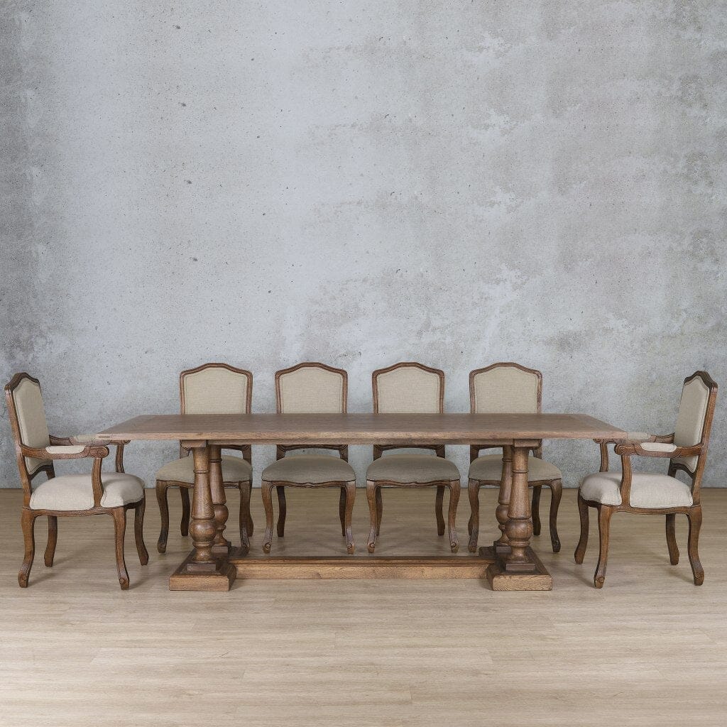 Charlotte Wood Top & Duke 10 Seater Dining Set Dining room set Leather Gallery Antique Dark Oak Wood 