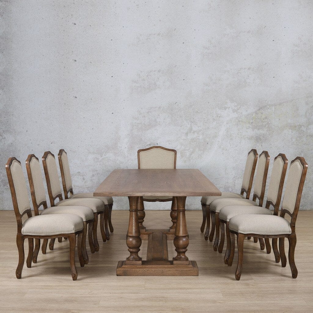 Charlotte Wood Top & Duke 10 Seater Dining Set Dining room set Leather Gallery Antique Dark Oak