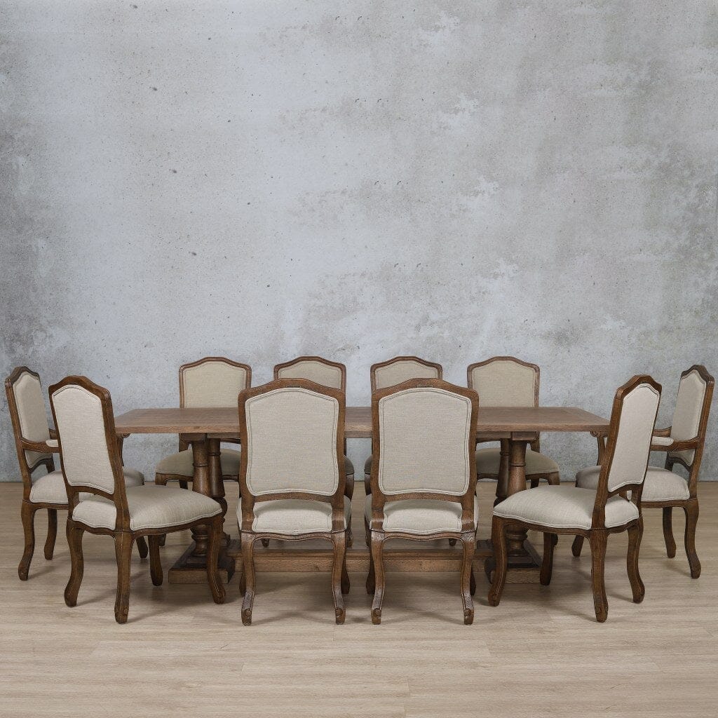 Charlotte Wood Top & Duke 10 Seater Dining Set Dining room set Leather Gallery Antique Dark Oak