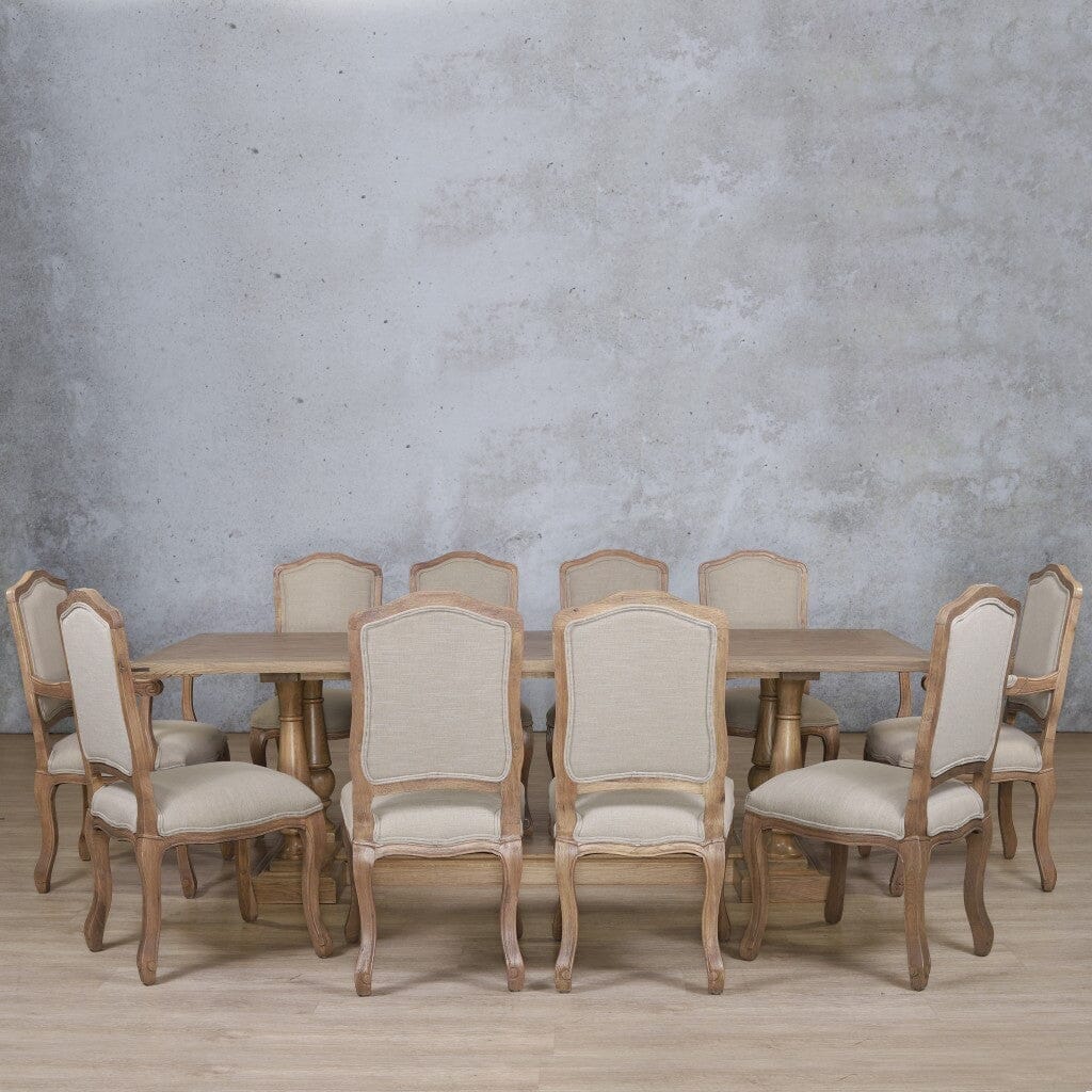 Charlotte Wood Top & Duke 10 Seater Dining Set Dining room set Leather Gallery Antique Natural Oak