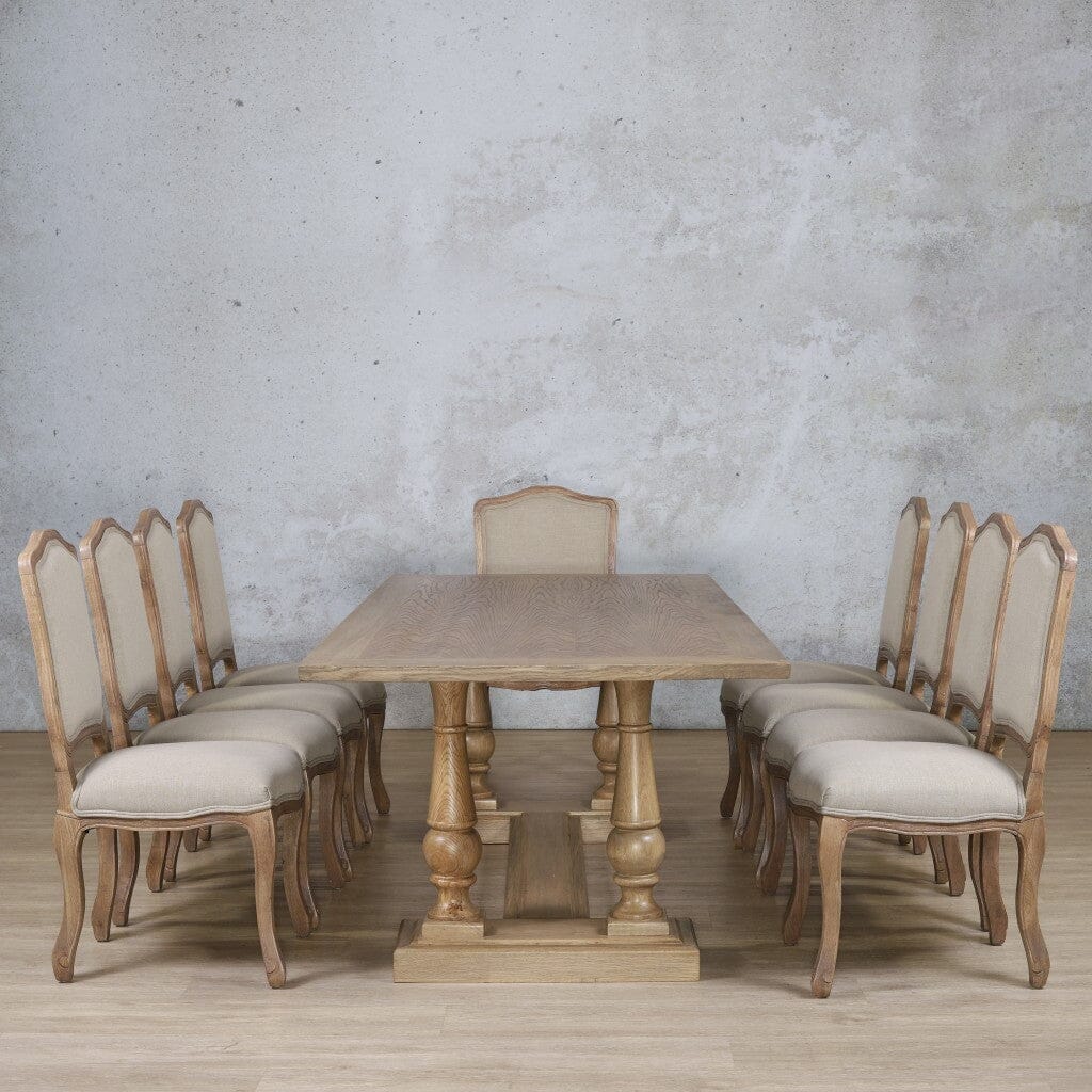 Charlotte Wood Top & Duke 10 Seater Dining Set Dining room set Leather Gallery Antique Natural Oak