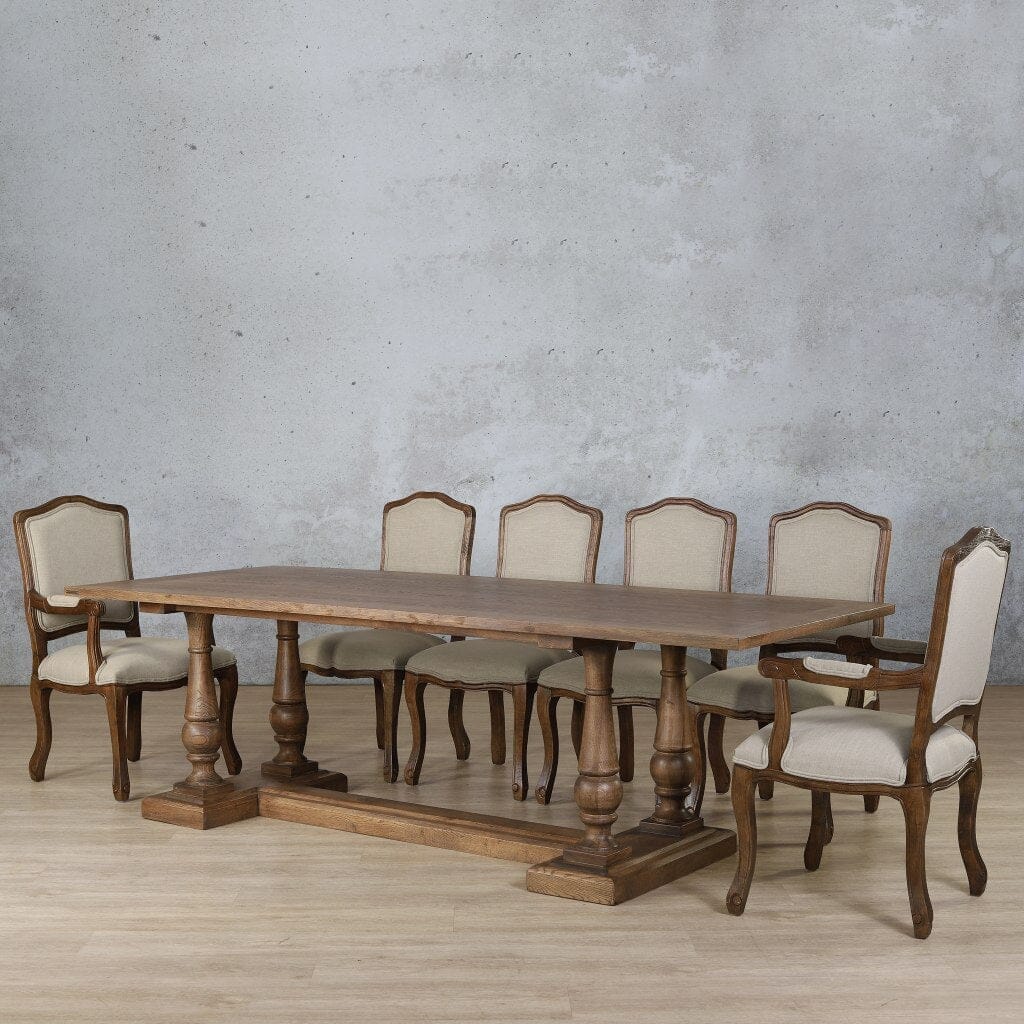 Charlotte Wood Top & Duke 10 Seater Dining Set Dining room set Leather Gallery Antique Dark Oak