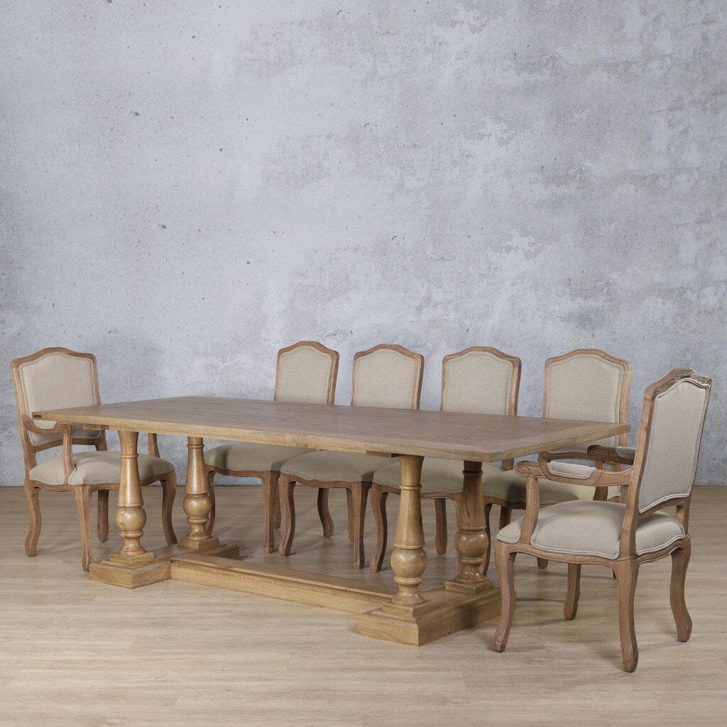 Charlotte Wood Top & Duke 10 Seater Dining Set Dining room set Leather Gallery Antique Natural Oak
