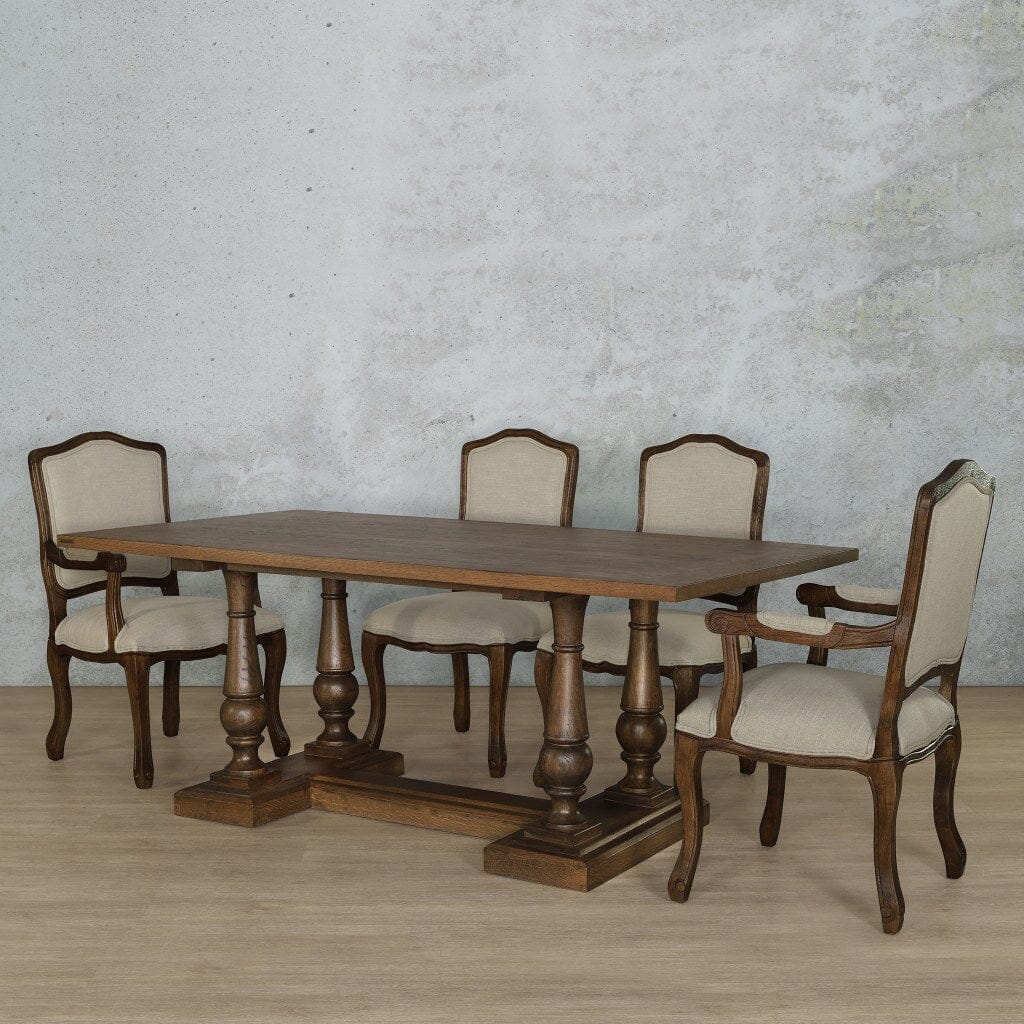 Charlotte Wood Top & Duke 6 Seater Dining Set Dining room set Leather Gallery Antique Dark Oak