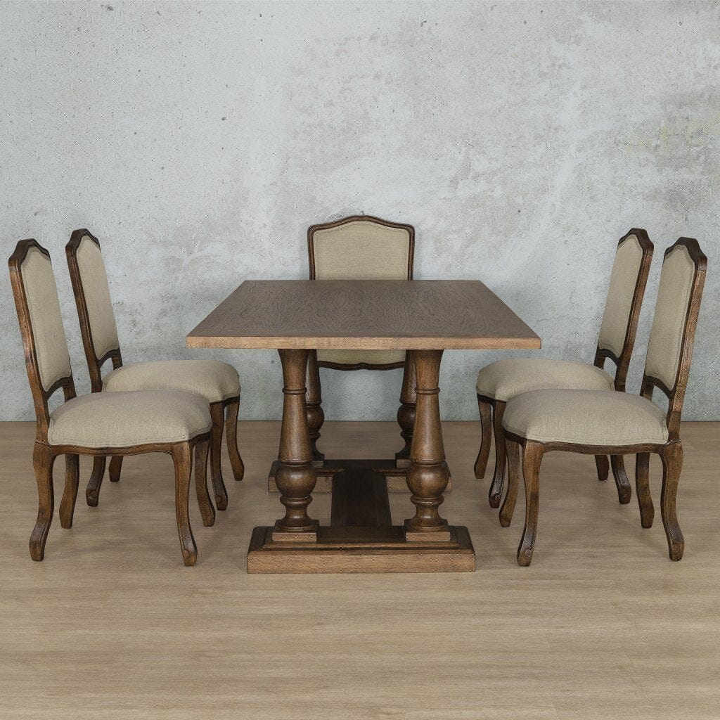 Charlotte Wood Top & Duke 6 Seater Dining Set Dining room set Leather Gallery Antique Dark Oak