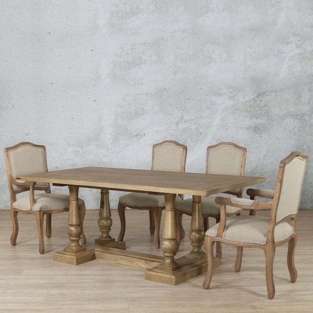 Charlotte Wood Top & Duke 6 Seater Dining Set Dining room set Leather Gallery Antique Natural Oak