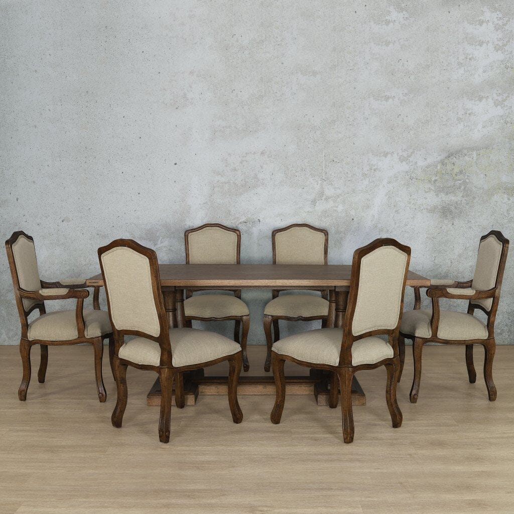 Charlotte Wood Top & Duke 6 Seater Dining Set Dining room set Leather Gallery Antique Dark Oak