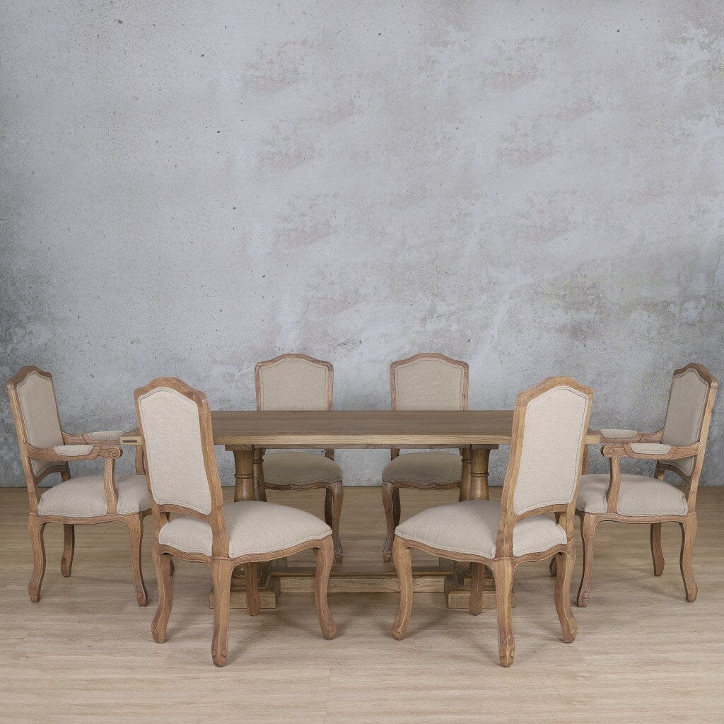 Charlotte Wood Top & Duke 6 Seater Dining Set Dining room set Leather Gallery Antique Natural Oak