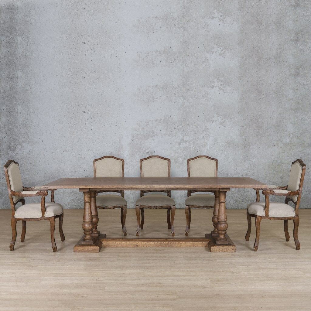 Charlotte Wood Top & Duke 8 Seater Dining Set Dining room set Leather Gallery Antique Dark Oak Wood 