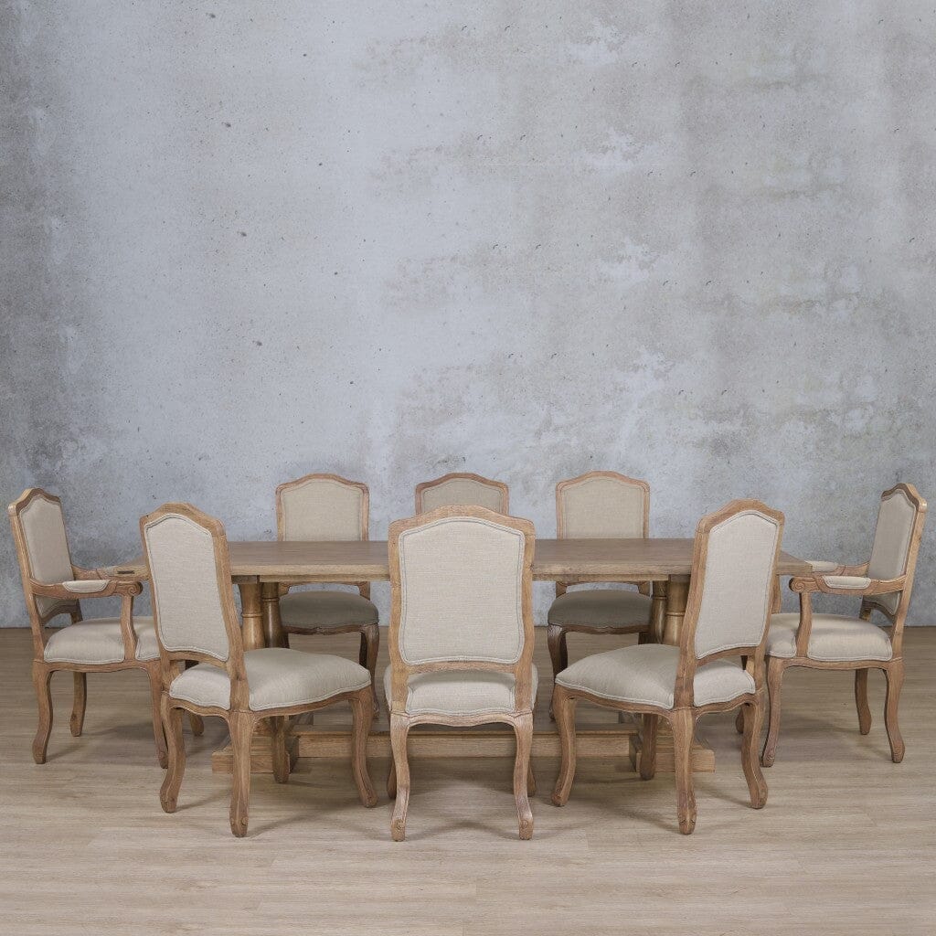 Charlotte Wood Top & Duke 8 Seater Dining Set Dining room set Leather Gallery Antique Natural Oak