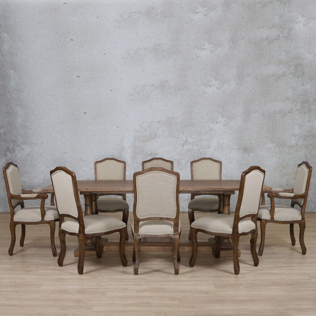 Charlotte Wood Top & Duke 8 Seater Dining Set Dining room set Leather Gallery Antique Dark Oak