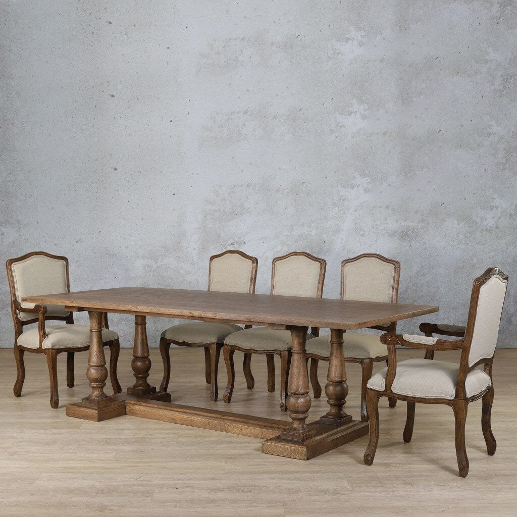 Charlotte Wood Top & Duke 8 Seater Dining Set Dining room set Leather Gallery Antique Dark Oak