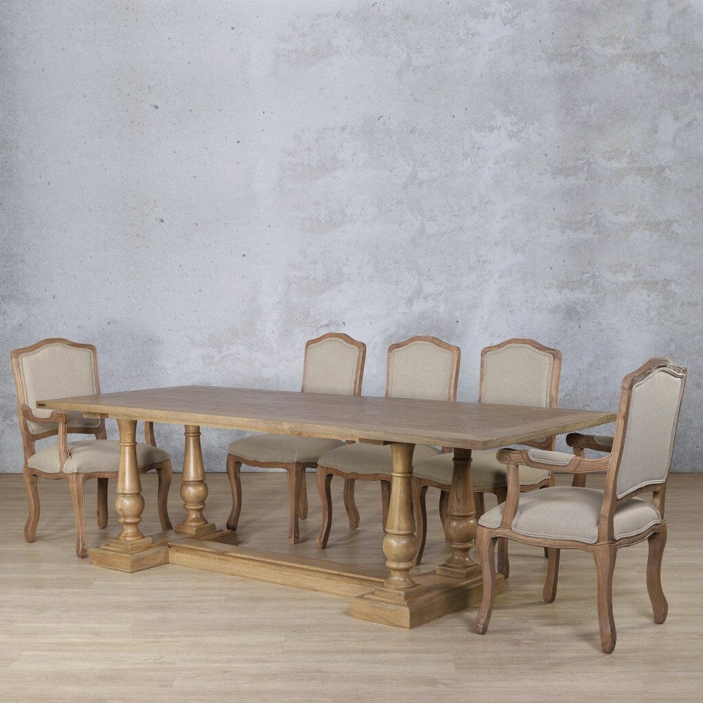Charlotte Wood Top & Duke 8 Seater Dining Set Dining room set Leather Gallery Antique Natural Oak