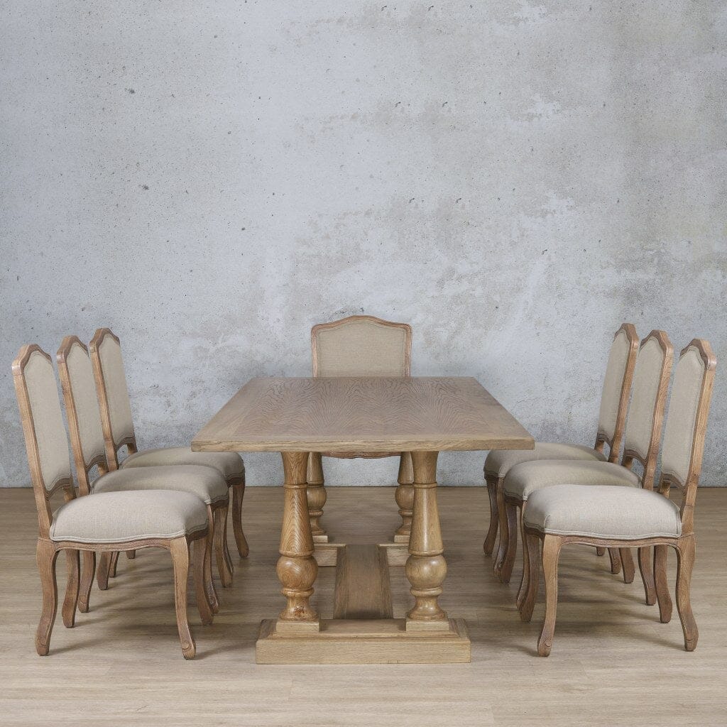 Charlotte Wood Top & Duke 8 Seater Dining Set Dining room set Leather Gallery Antique Natural Oak
