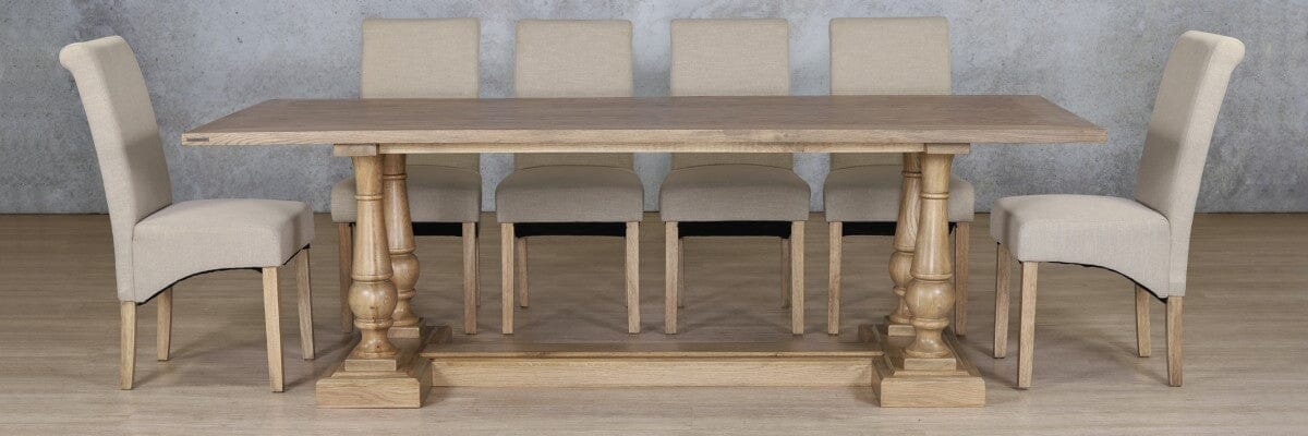 Charlotte Wood Top & Windsor 10 Seater Dining Set Dining room set Leather Gallery  