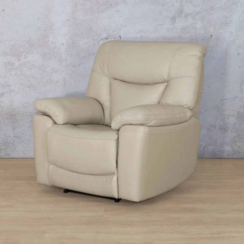 Chester 1 Seater Leather Recliner Chair - Leather Recliner Beige-G