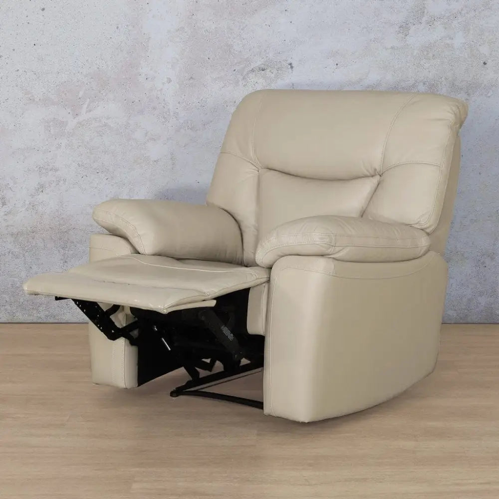 Chester 1 Seater Leather Recliner Chair - Leather Recliner Beige-G