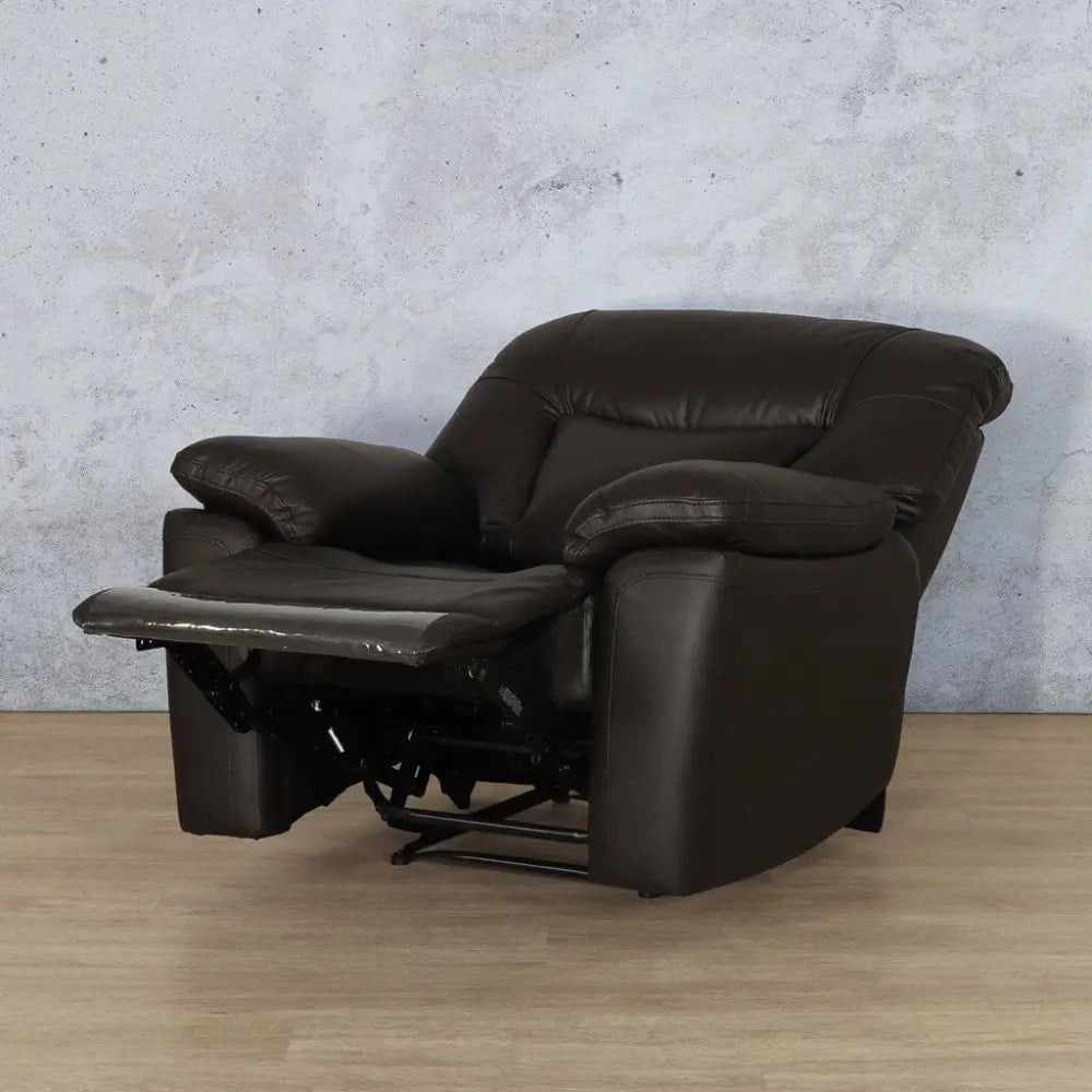 Chester 1 Seater Leather Recliner Chair - Leather Recliner Choc