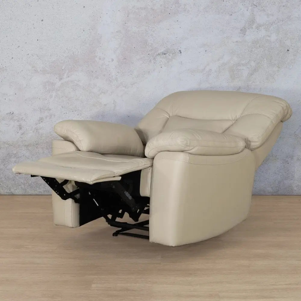 Chester 1 Seater Leather Recliner Chair - Leather Recliner Beige-G