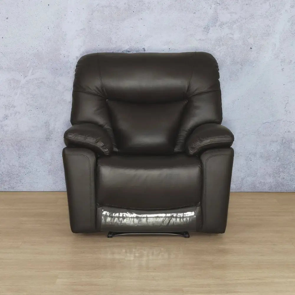 Chester 1 Seater Leather Recliner Chair - Choc - Leather Recliner