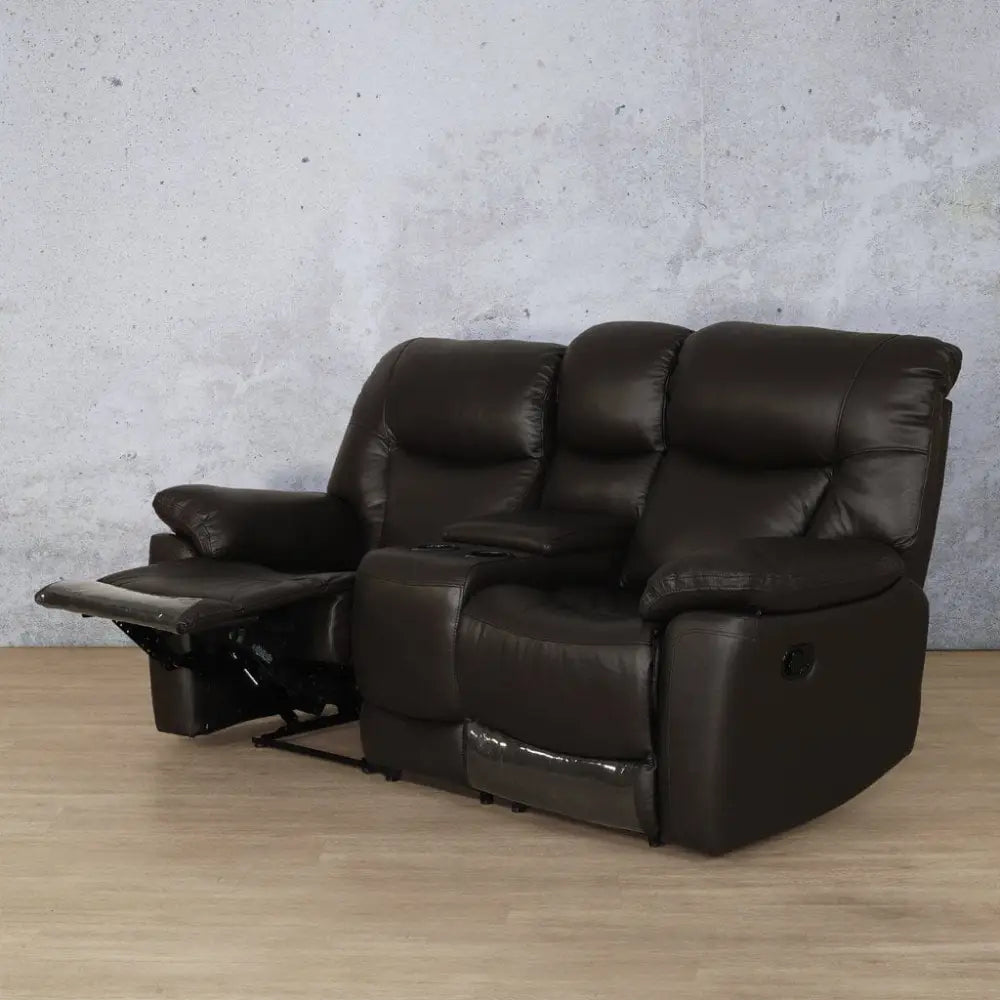 Chester 2 Seater Home Theatre Leather Recliner - Leather Recliner black