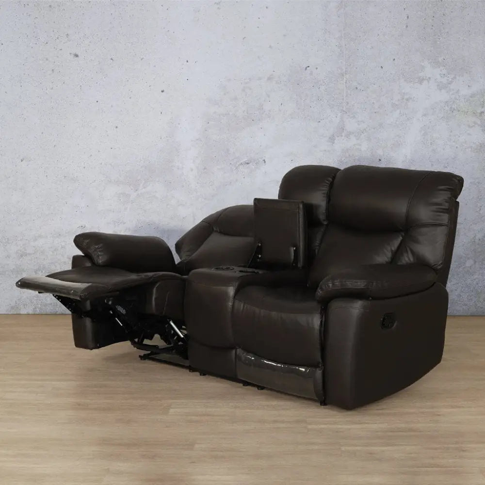 Chester 2 Seater Home Theatre Leather Recliner - Leather Recliner black