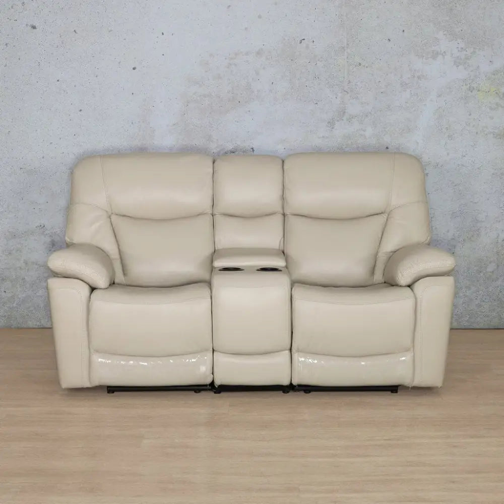 Chester 2 Seater Home Theatre Leather Recliner - Beige-G - Leather Recliner