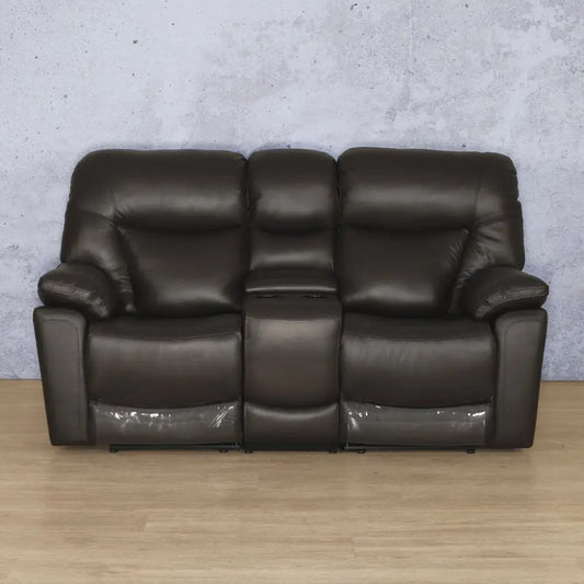 Chester 2 Seater Home Theatre Leather Recliner - Leather Recliner black