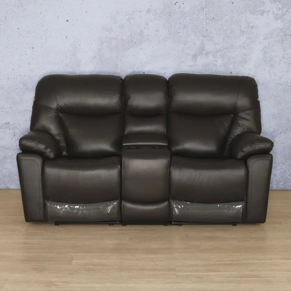 Chester 2 Seater Home Theatre Leather Recliner - Leather Recliner black