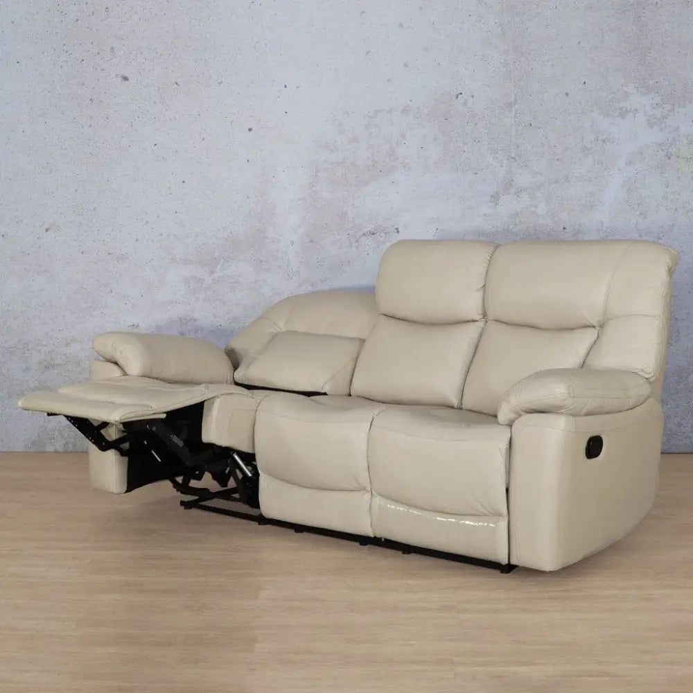 Chester 3 Seater Leather Recliner - Leather Recliner Beige-G