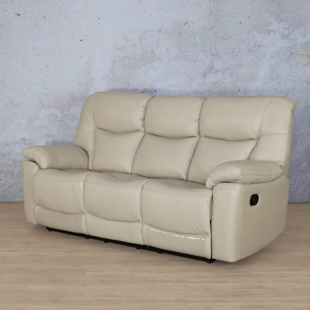 Chester 3 Seater Leather Recliner - Leather Recliner Beige-G