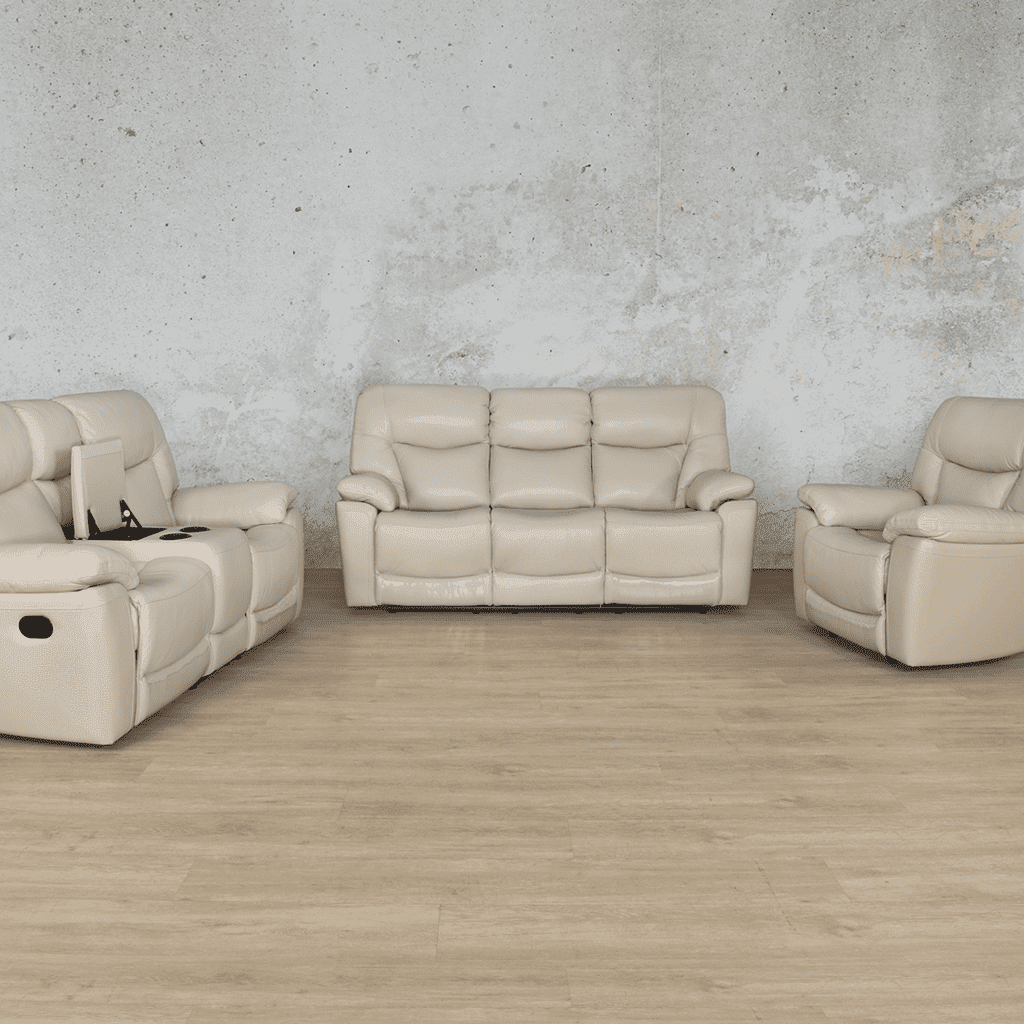 Chester Leather Home Theatre Suite 3 + 2 + 1 - Leather Recliner-beige-g