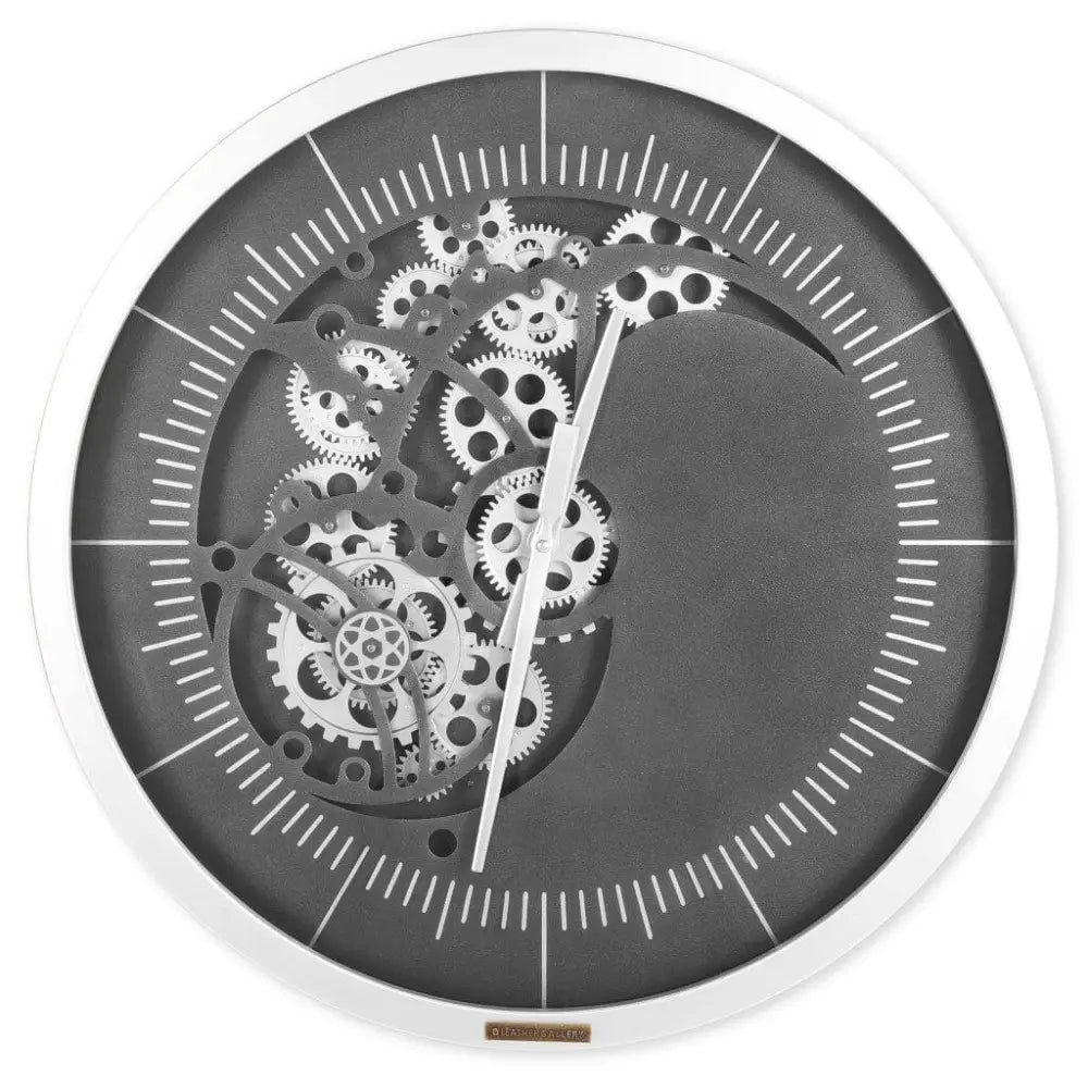 Contemporary Silver Gear Wall Clock - Dia 58cm X 8cm - Clock