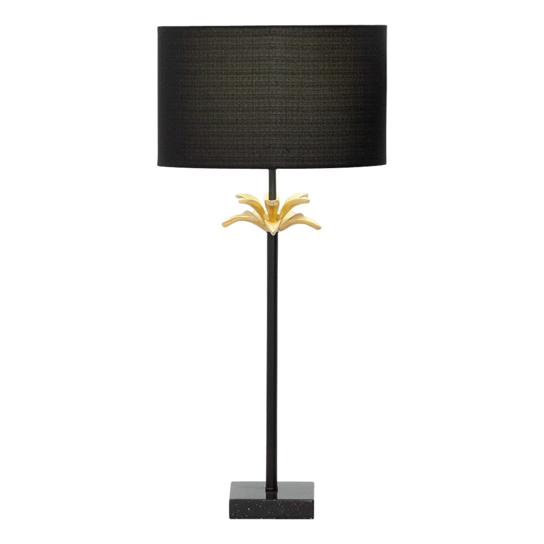 Cove Palm Side Lamp Floor Lamp Leather Gallery Wood & Black 800MM