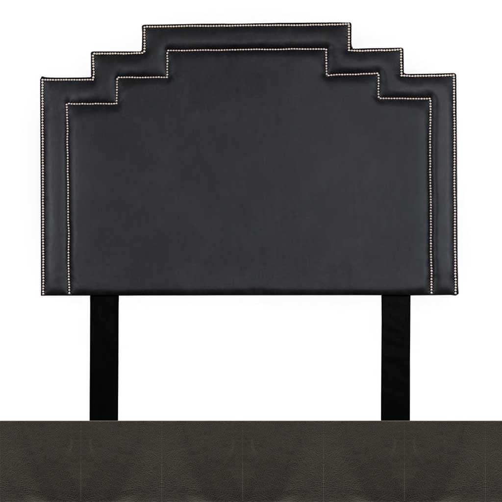 Czar Anthracite Leather Sample | Queen Sized Crown Leather Headboard | Queen Bedroom Set Leather Gallery | Queen Headboard | Headboards | Modern Headboards | Headboards For Sale | Bed Headboard